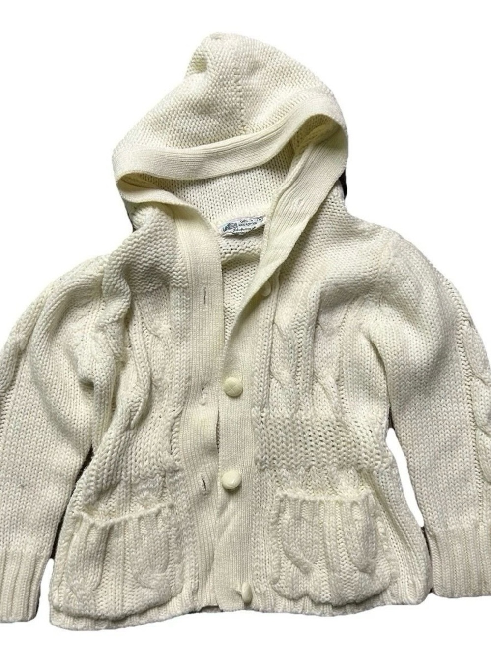 Vintage Toddler Girl Kmart Cream Button Up Cardigan Size 4